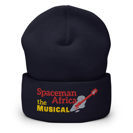 09. Cuffed Black Beanie with Spaceman Africa the Musical logo